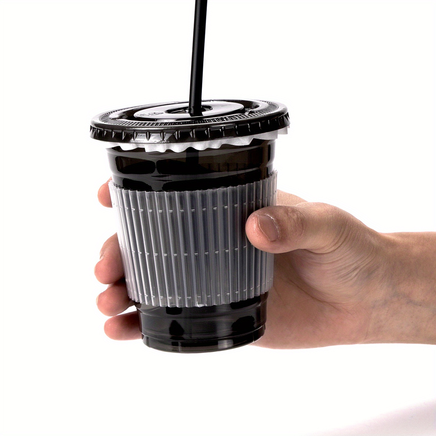 Black/transparent Disposable Cups Straw Pet Plastic Cups - Temu