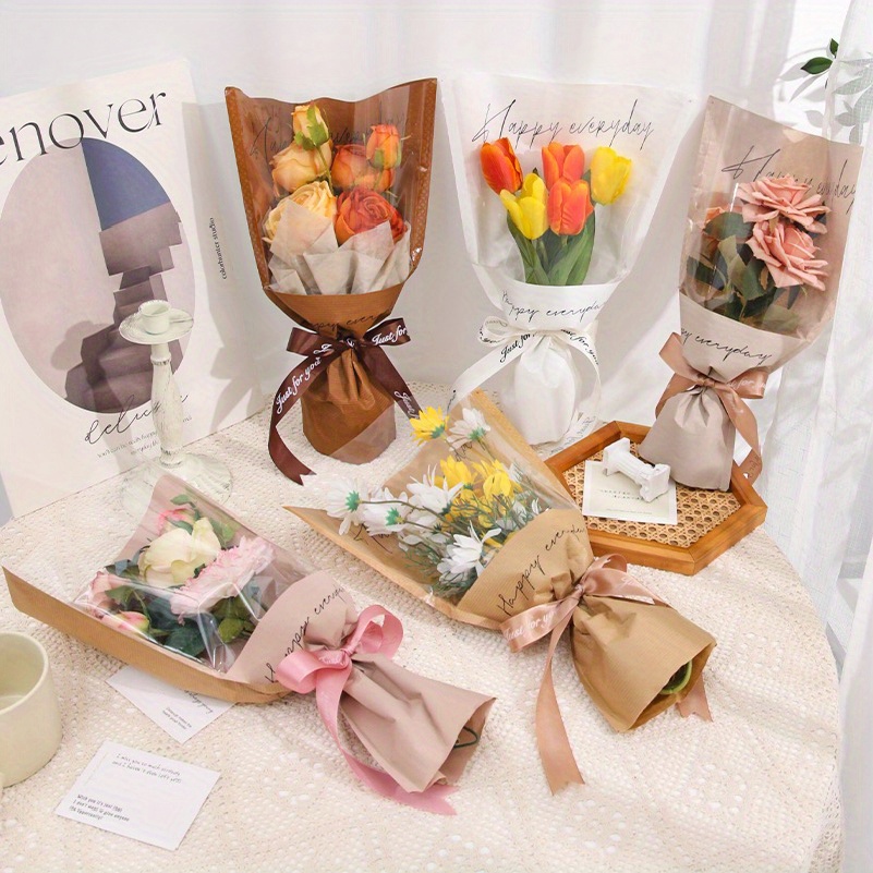 Kraft Paper Flower Wrappers Bouquet Sleeve Wrappers For Diy - Temu