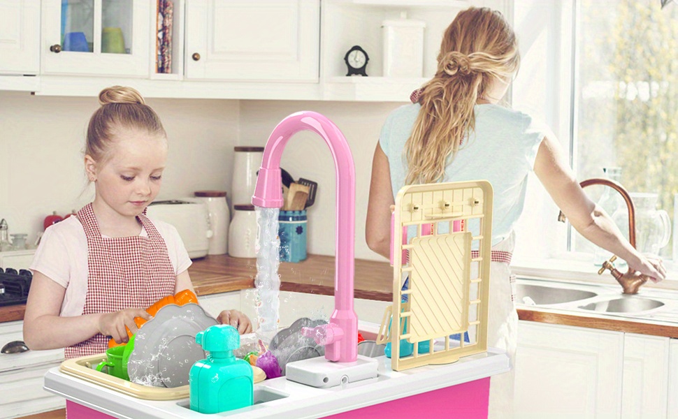 Ensemble de jeux de cuisine avec accessoires- Mini ensemble de cuisine -  Jeux d’intérieur Cuisine Set de cuisine avec sortie d’eau- Jouets pour