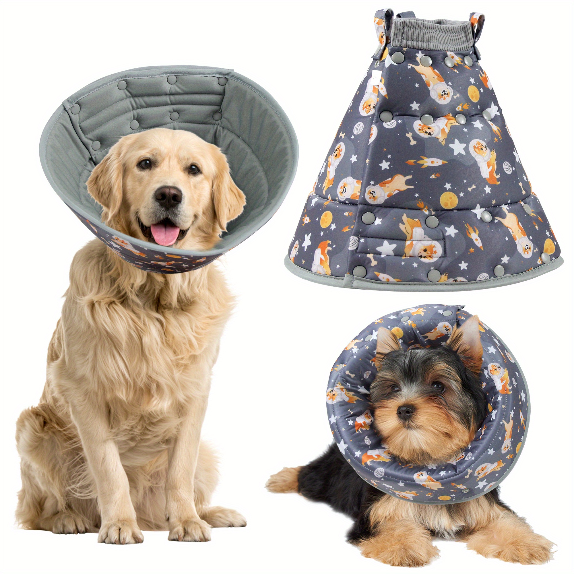 Lightweight Adjustable Space Dog Graphic Cat Cone Collar Temu