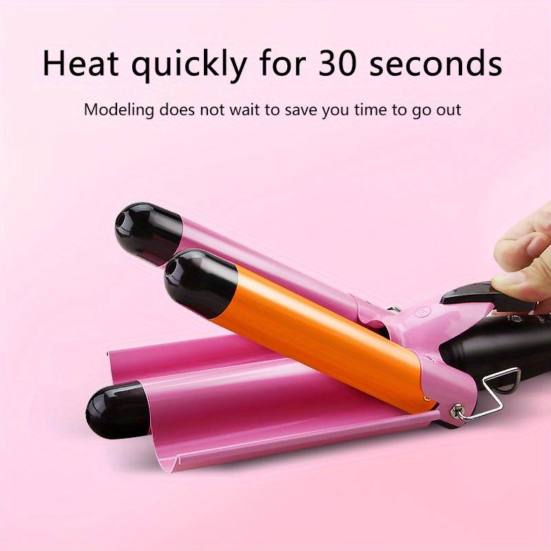 3 barrel curling iron curling iron temperature adjustable ceramic big waves adjustable 25mm hair waver curling iron for long or short hair heat up quickly last long waver iron wand for women details 3