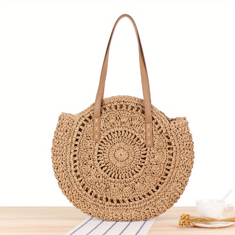 1960s Large Round Straw Handbag