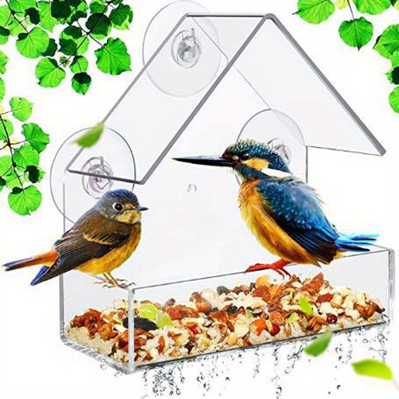 Fenêtre en acrylique Mangeoire à oiseaux suspendue avec support de perche à  ventouse et chaîne Nest Box Alimentation Stations Outdoor Home Feeder  Décoration de jardin (colo