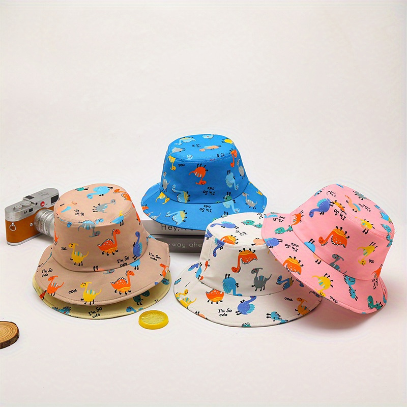 1pc Children's Fisherman Hat Boys Spring and Summer Children's Sun Hat, Bucket Hats Striped Cartoon Flat Top Hat Outdoor Sun Hat,Temu