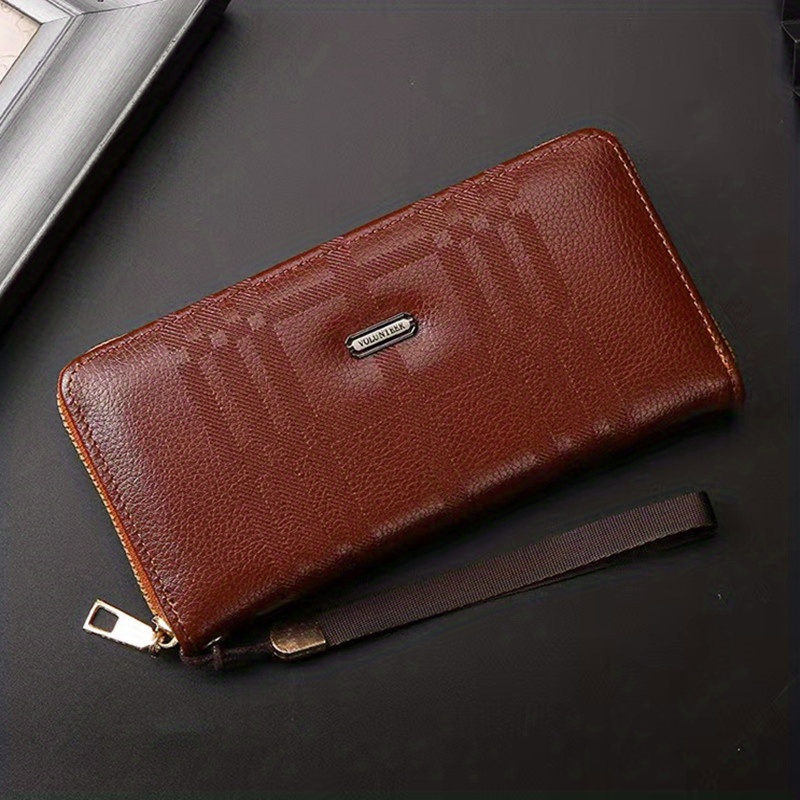 Men's Genuine Leather Wallet Casual Fashion Long Wallet Clutch Bag Gift For  Father's Day - Temu