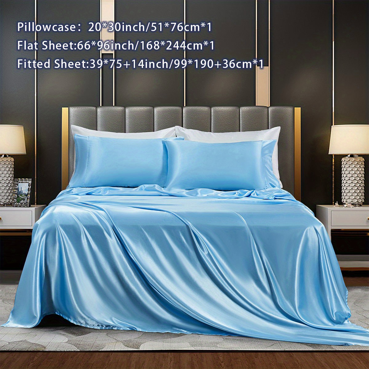 Baby Blue Silk Bed Linen