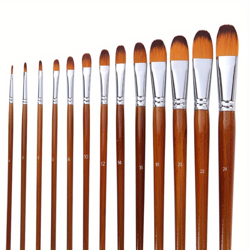 13 pennelli per pittura ad acquerello professionale per artisti, set di  pennelli a punta tonda, in nylon morbido anti-spargimento, in legno, con
