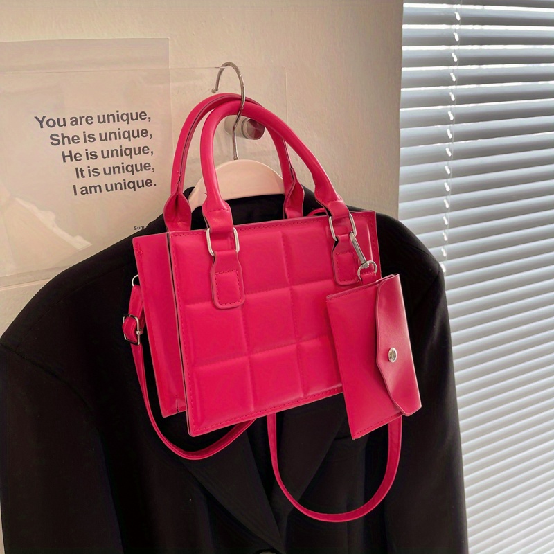 Plaid Square Crossbody Bag with Clutch Purse