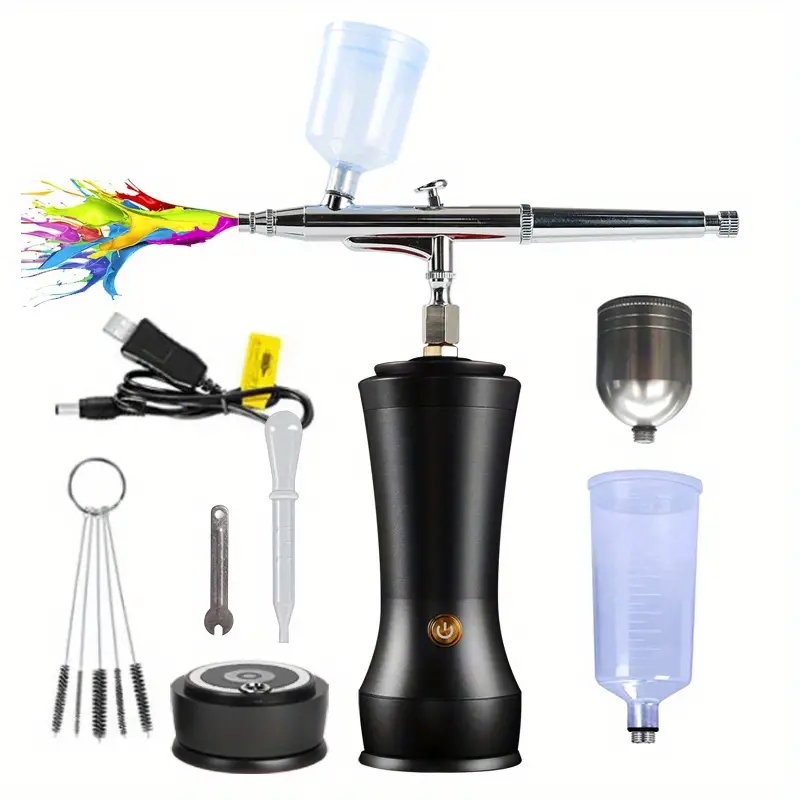 Airbrush, Air Brush Kit with Air Compressor for Nails,Gun Rechargeable  Handheld Cordless Hose Airbrush Paint for Makeup, Fabric
