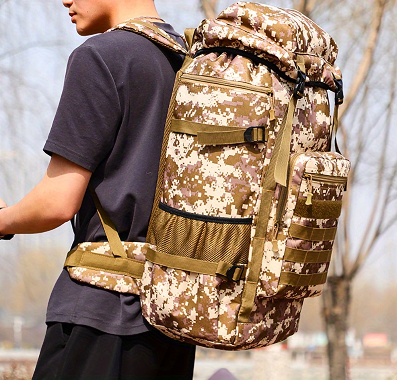 Men's Large Capacity Camouflage Backpack Waterproof Travel - Temu