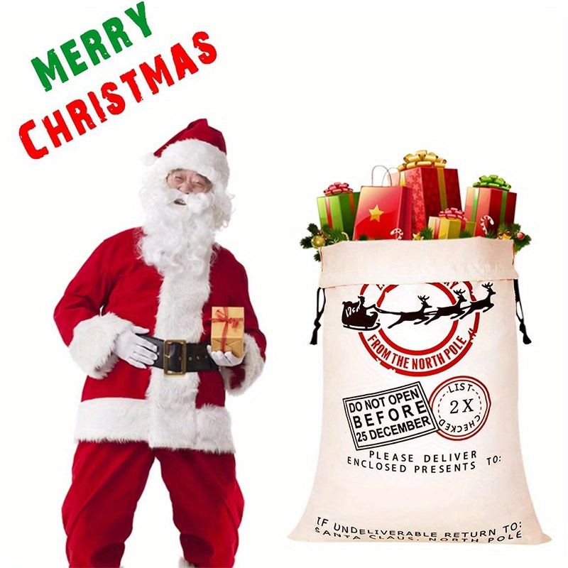 Canvas Santa Sack Large Blank Santa Bags Gifts Christmas Temu