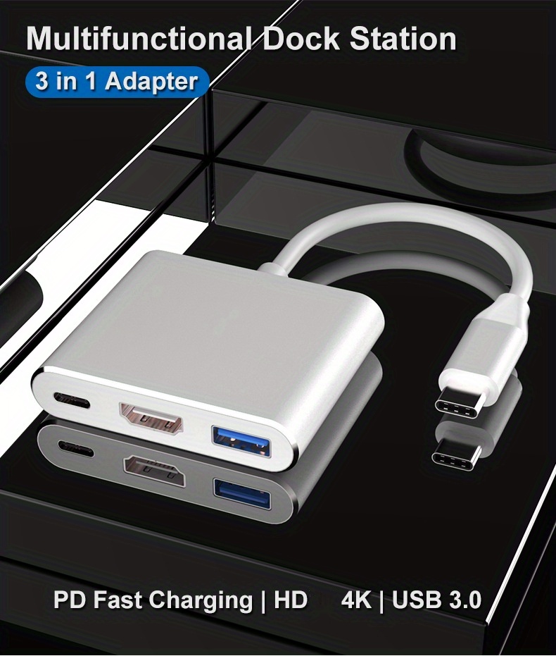 Adaptador Carga Usb C 3 En 1 Puerto compatible 4k Usb - Temu