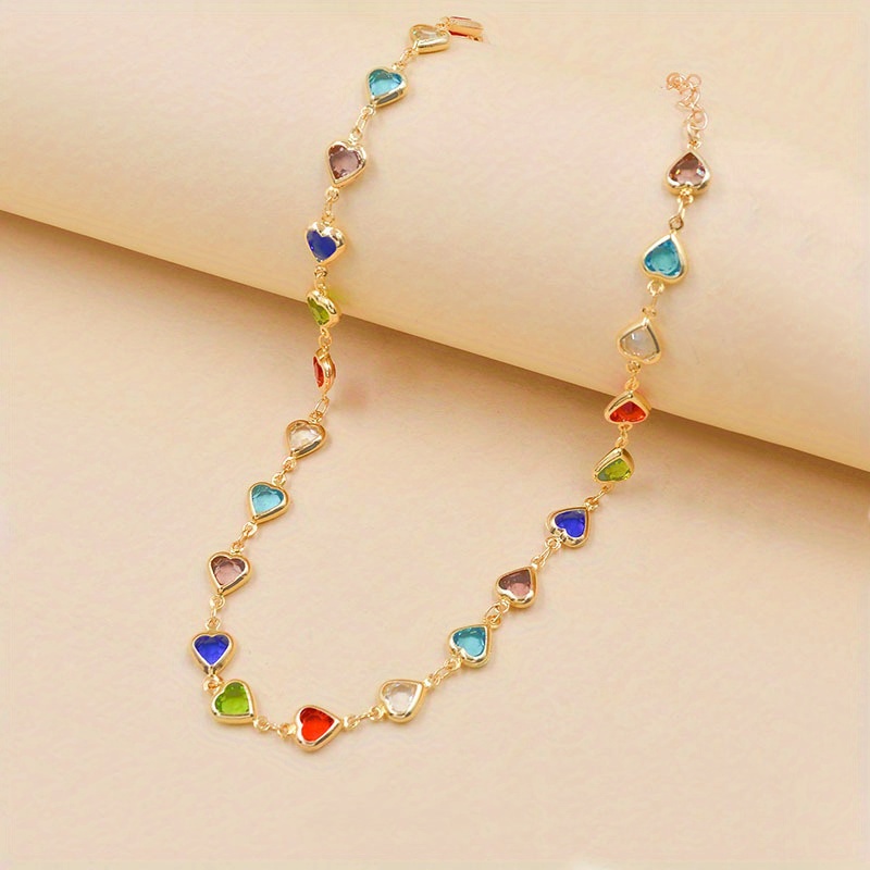 colorful heart design choker necklace creative neck accessories for women details 3