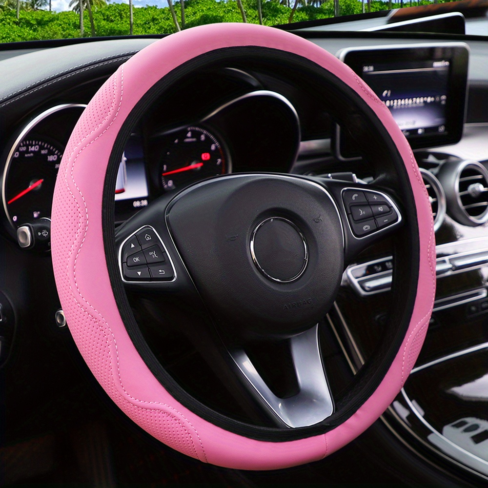 La couverture de volant de rose voiture en cuir de couleur