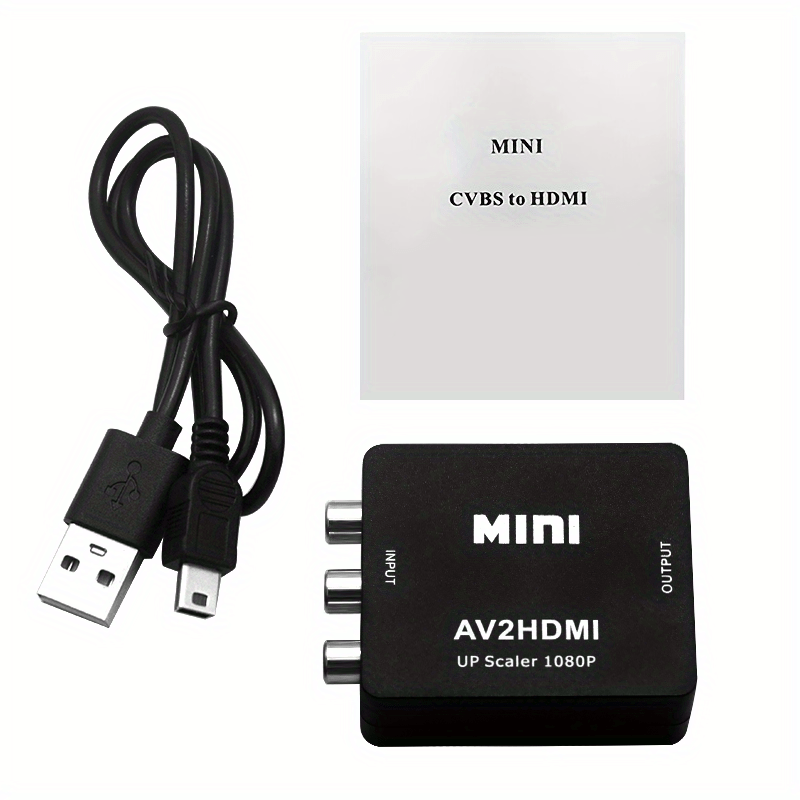  RCA to HDMI Converter, AV to HDMI cable, 3 RCA CVBS Composite  to 1080P HDMI AV Adapter Supporting PAL NTSC for PC, Laptop, TV, STB, VHS,  VCR Camera, DVD Etc 