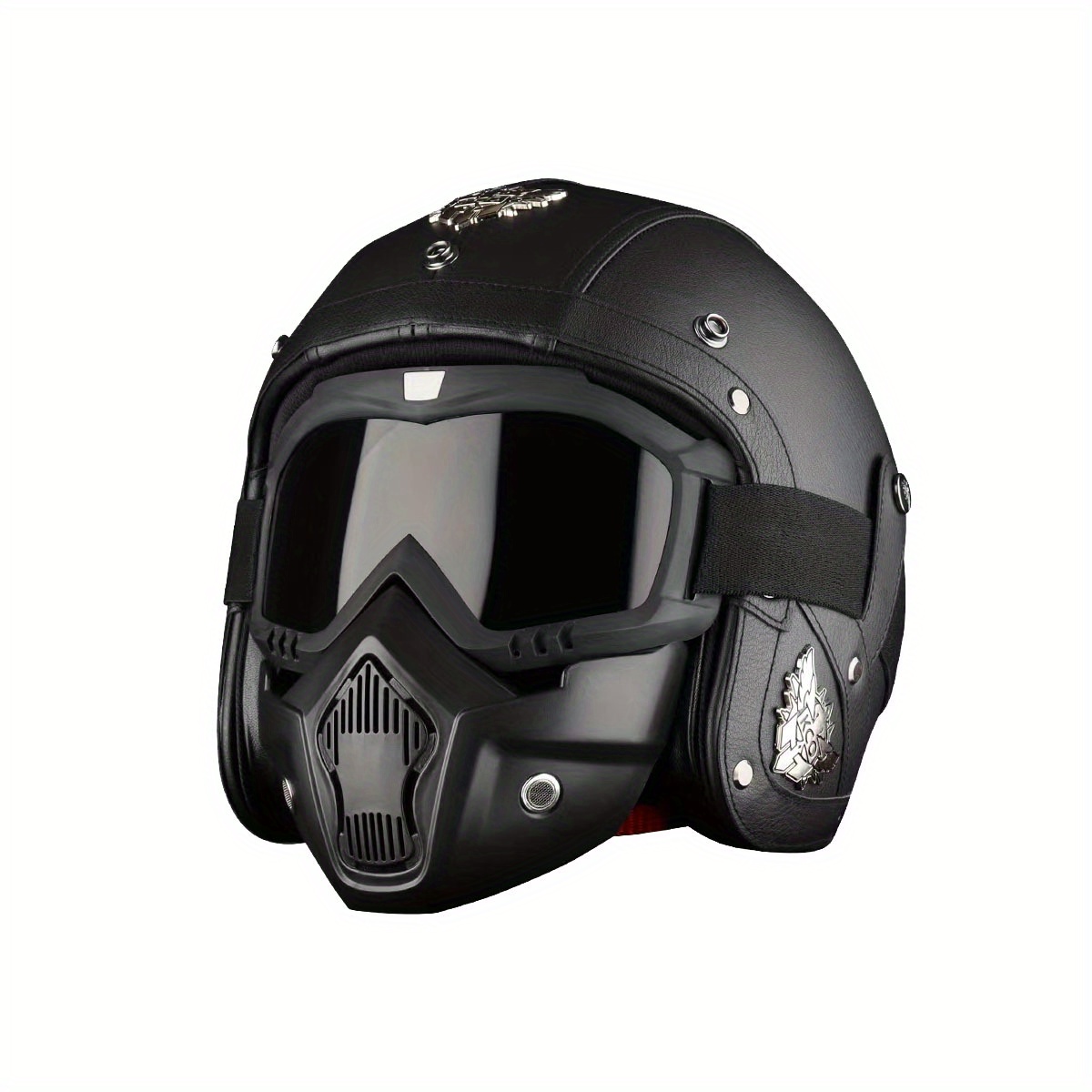 Crown Racing Retro Motorcycle Safety Men's 3/4 Open Helmet Motorcycle  Safety Belt Mask Off Road Motorcycle Integrated Helmet - Temu