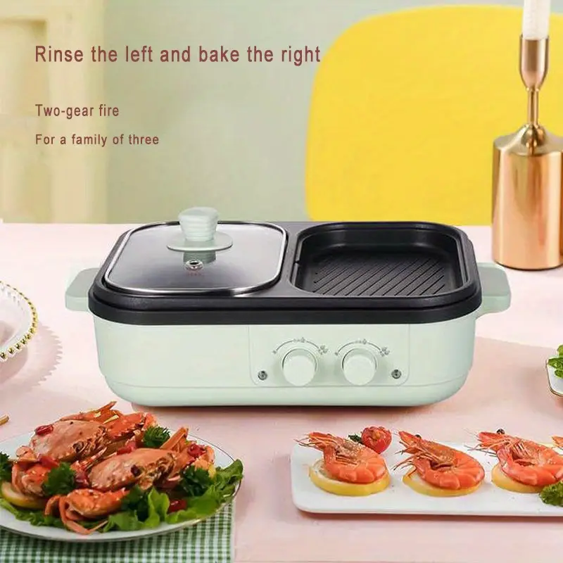 electric baking tray shabu roasting pot household electric oven frying rotisserie machine dormitory household multifunctional cooking pot barbecue shabu hot pot details 7