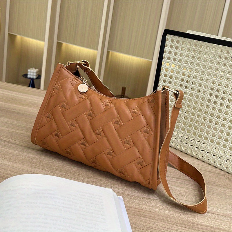 Fashion Lozenge Shoulder Bag Women PU Leather Chains Armpit Bag