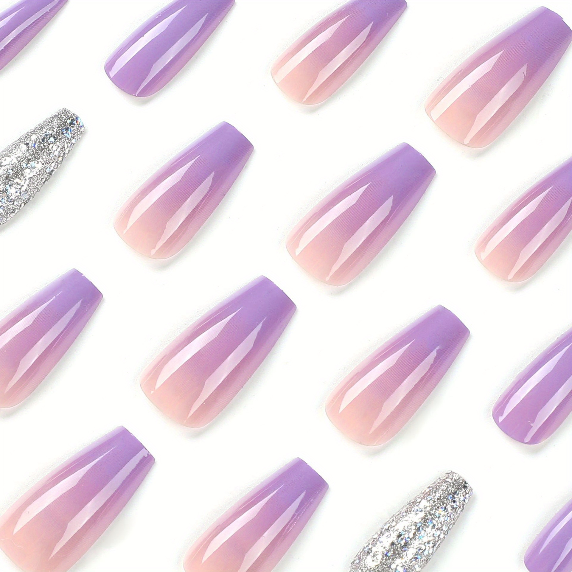 Glam Up Your Look With Long Coffin Fake Nails - Glitter, Star
