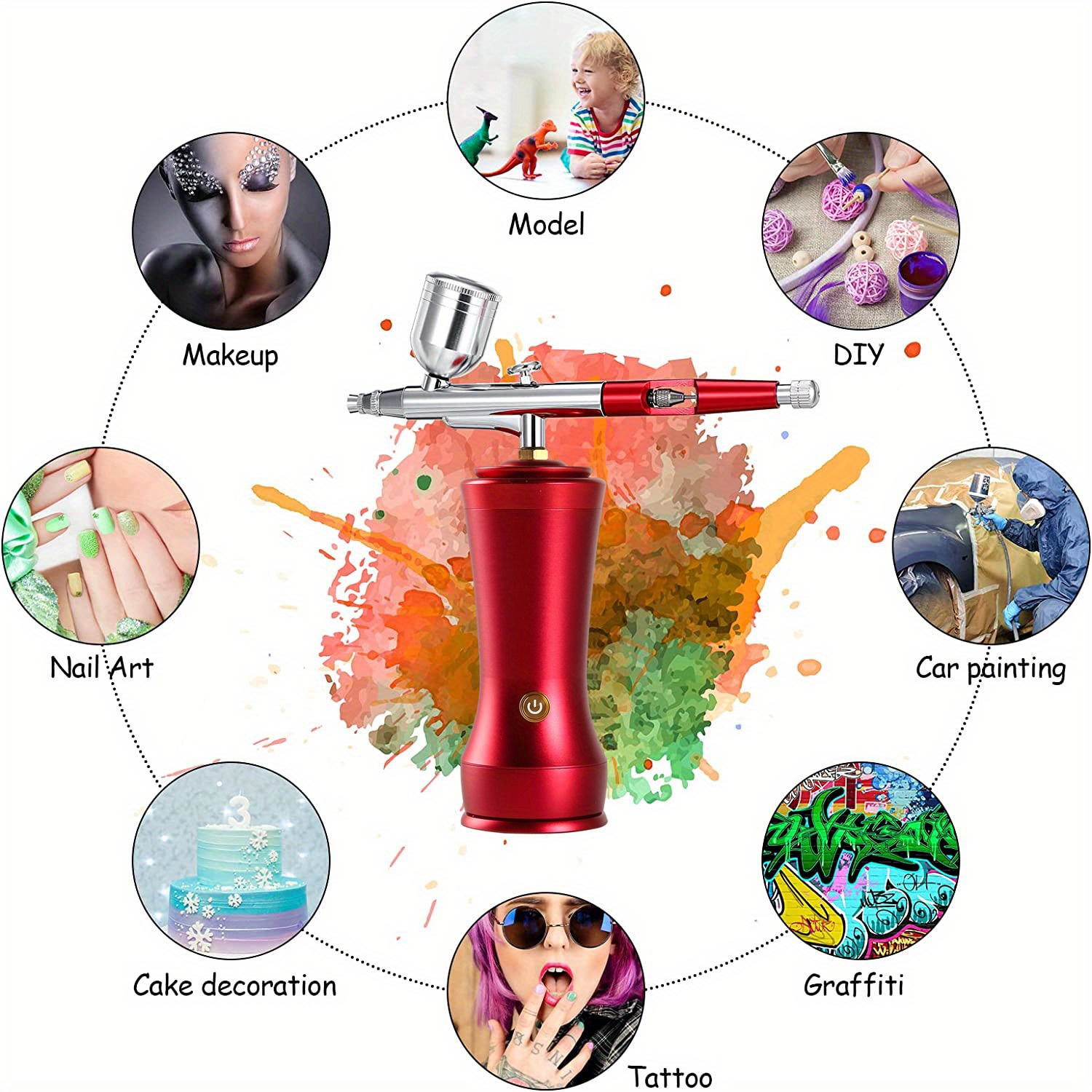 Airbrush Kit with Compressor 30PSI Portable Airbrush Gun Rechargeable  Handheld Cordless Air Brush for Nails Art, Painting, Cake Decor, Cookie,  Mode