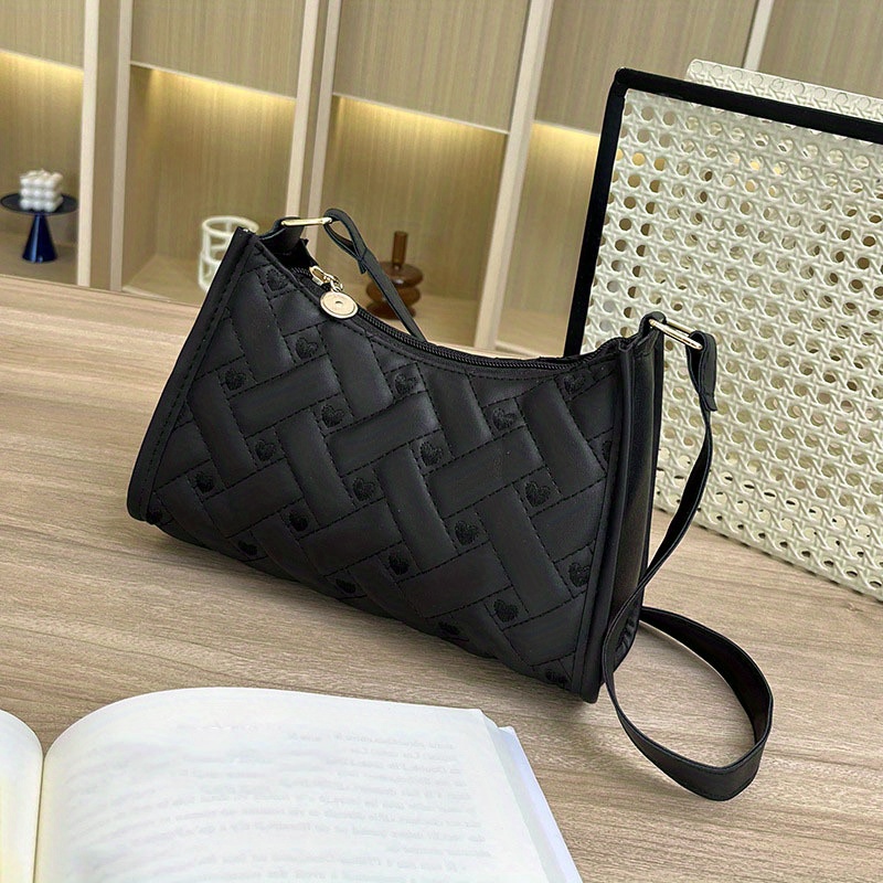 Fashion Lozenge Shoulder Bag Women PU Leather Chains Armpit Bag