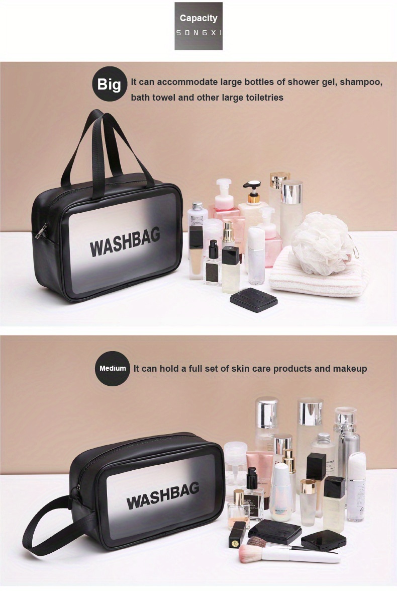 Clear Cube Travel Cosmetics Wash Bag, Plastic Portable Storage Bag,  Waterproof Makeup Organizer Bag - Temu