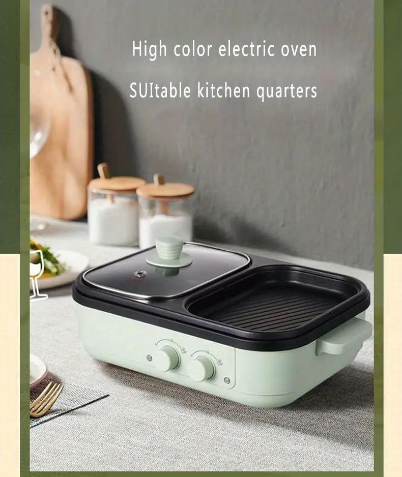 electric baking tray shabu roasting pot household electric oven frying rotisserie machine dormitory household multifunctional cooking pot barbecue shabu hot pot details 8