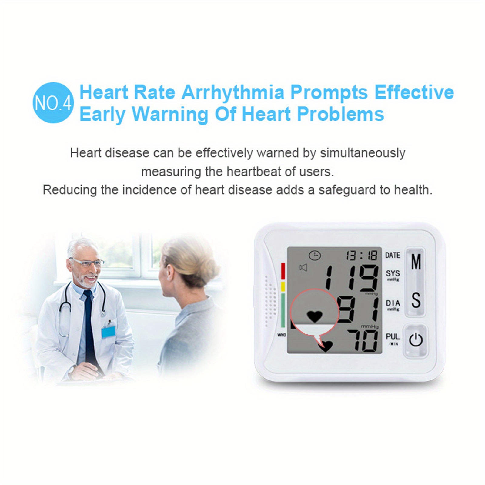 Professional Blood Pressure Monitor With Voice Large Display - Temu