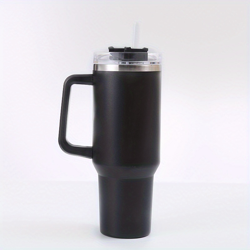 40oz Tumbler With Handle and Straw, Stanley Dupe, Stainless Steel Double  Wall Vacuum Insulated Travel Mug 