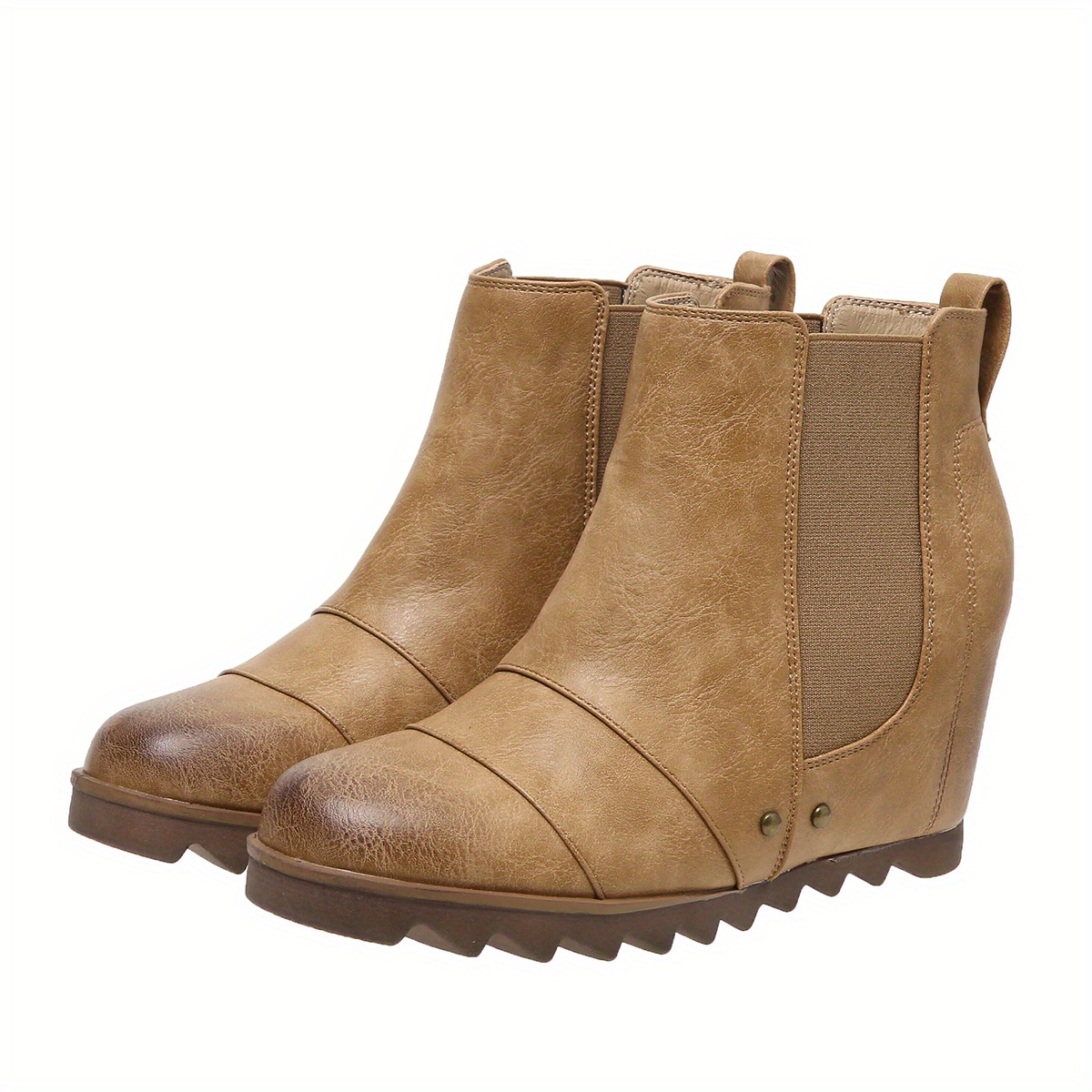 Moda Mujer Botas Cortas Punta Redonda Plataforma Superior Cuñas Botines  Retro Cremallera De Cuero Suave Botines Cómodos Para Mujer 220818 De 16,7 €