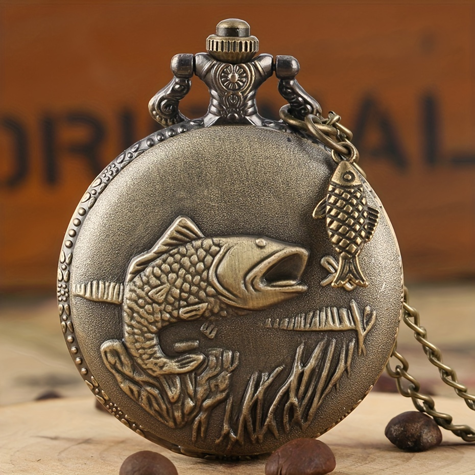 Pocket watch on sale with fishing design