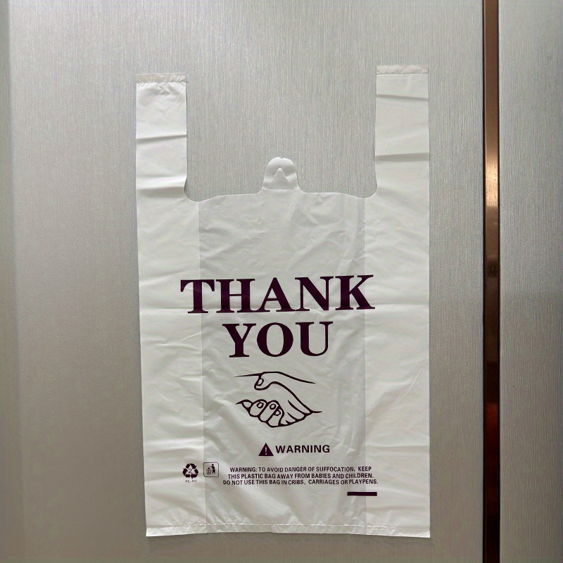 Thank You T-shirts Plastic Shopping Bags Grocery Store Small Business Food  Bags With Handles Printed In White Purple - Temu