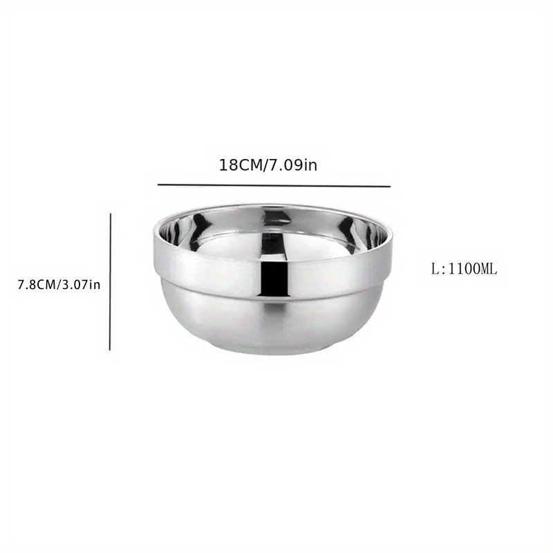 1pc Heat Insulated Stainless Steel Bowl for Serving Ice Cream, Soup,  Cereal, Rice, Noodles, and Salad - Anti-Scalding and Multipurpose