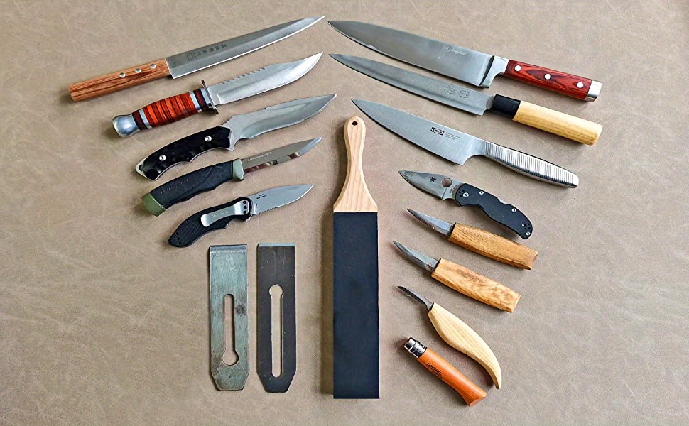 1pc Kit de cuir double face avec composé de polissage pour chefs, bloc de  polissage de couteau pour affûter et aiguiser les couteaux, ciseaux de sculp