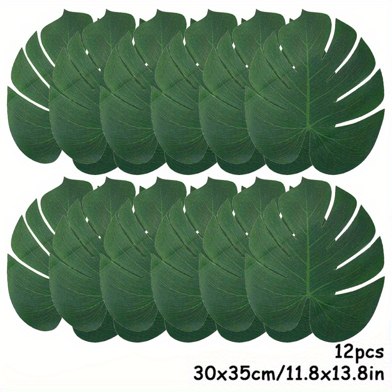 12pcs Tropical Palm Leaves for Summer Parties & Home Decor