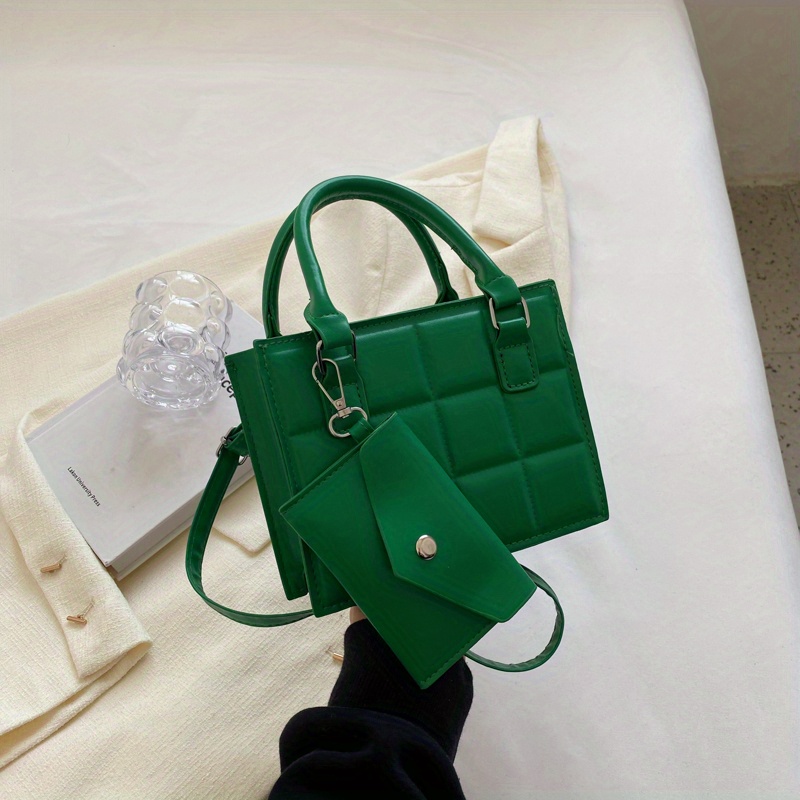 Plaid Square Crossbody Bag with Clutch Purse