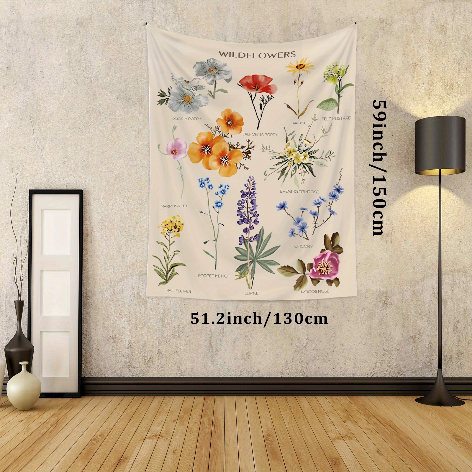 Botanical Wildflower Tapestry Wall Hanging Flower Tapestry Chart