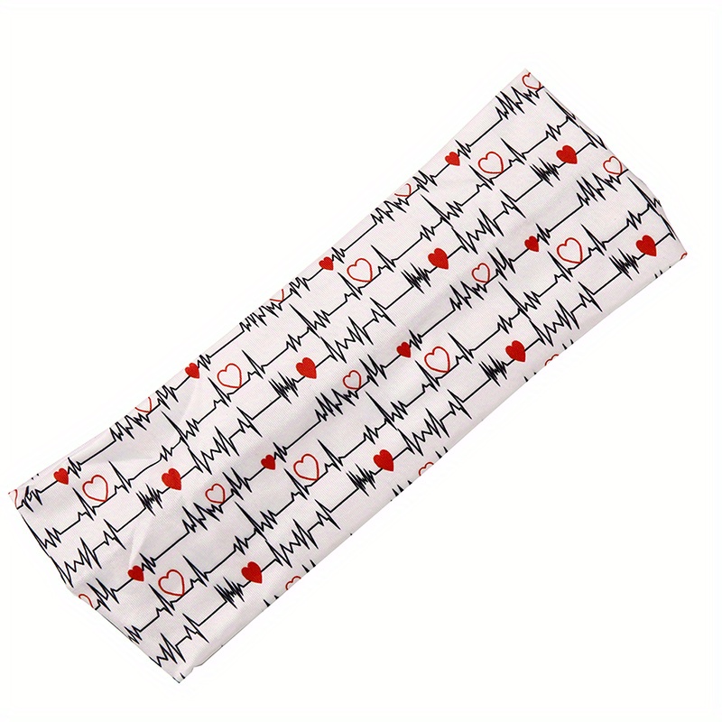 Bandeau D'infirmière À Motif Cœur Et ECG Large Bandeau - Temu Canada