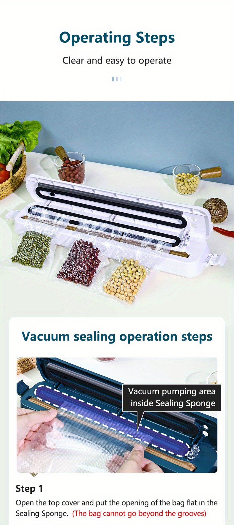 au automatic vacuum sealer machine vacuum food sealer air sealing machine for food preservation with two modes with sealer bag details 9