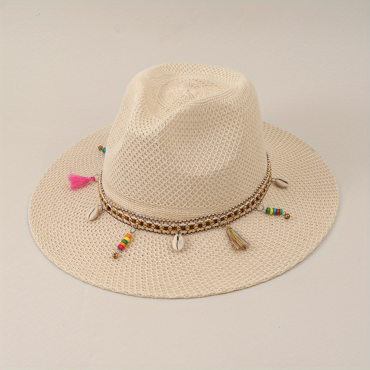 1pc Summer Straw Hat Mens Sun Visor Hat Big Eaves Sun Hat Outdoor