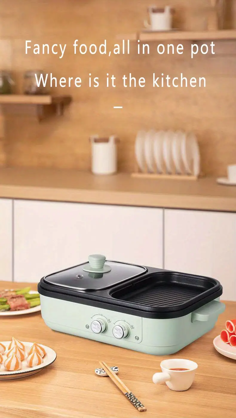 electric baking tray shabu roasting pot household electric oven frying rotisserie machine dormitory household multifunctional cooking pot barbecue shabu hot pot details 11