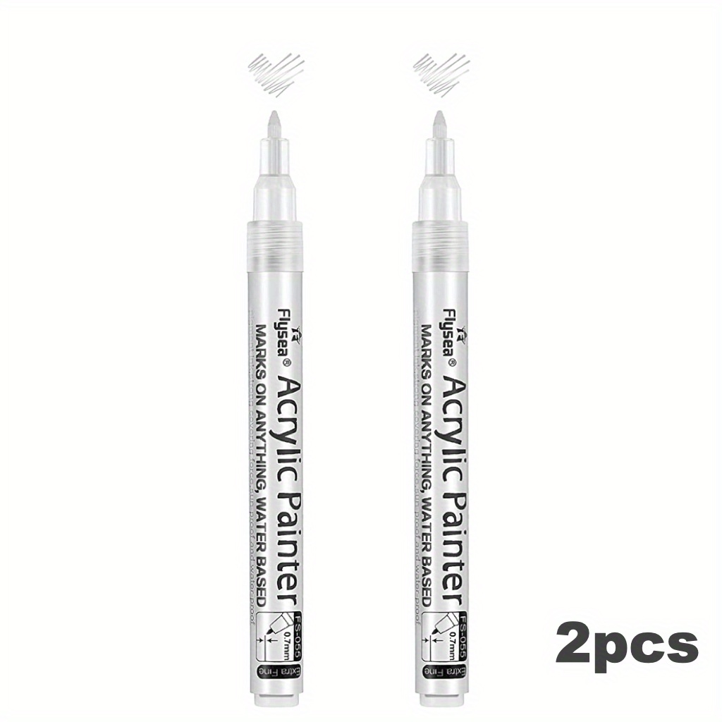 Paint Pens White Marker 6 Pcs 0.7mm Acrylic White Permanent Marker