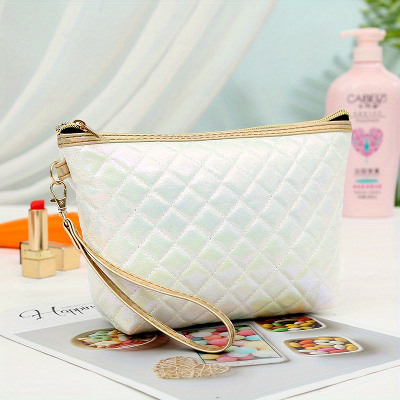 1pc Geometric Graphic Fashion And Casual PU Leather Makeup Bag