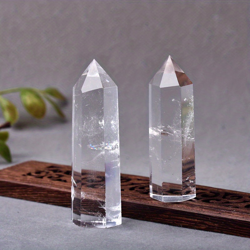 Baguette en cristal en titane blanc lemurien Baguette en cristal d'obelisk  Aura, tour de Point en cristal galvanisé, cristal de Quartz naturel de 20  80mm~40-50mm