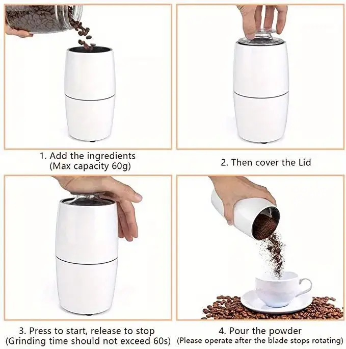 1pc noiseless electric stainless steel coffee grinder and spice grinder for espresso latte mochas herbs spices nuts and grains coffee accessories details 10