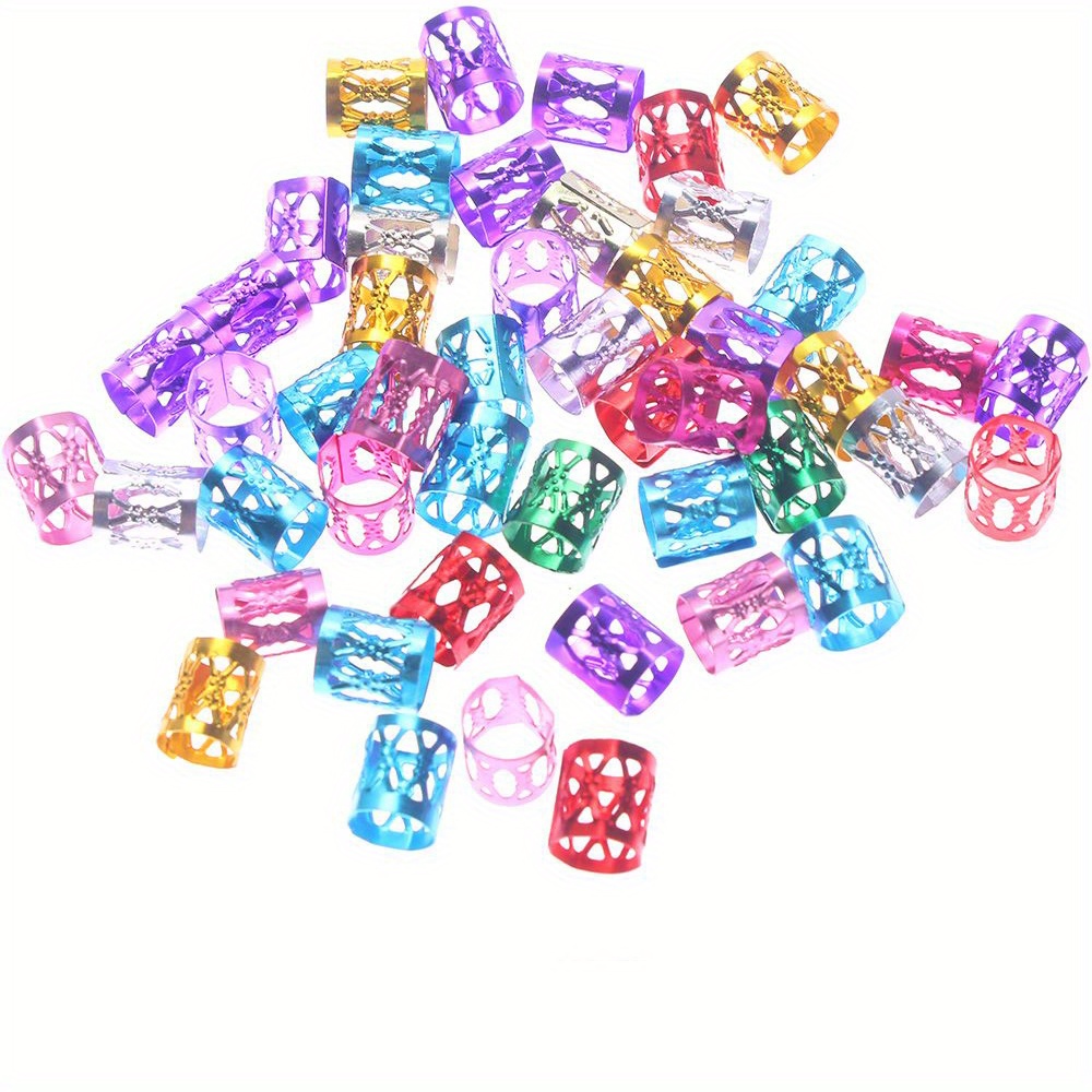 50pcs Dreadlocks Beads Hair Braid Rings Clips Dread Locks Hair Braiding Metal Cuffs Decoration Accessories Jewelry, Christmas Gifts,Temu