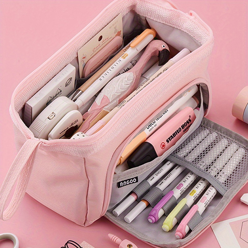 Big Capacity Pencil Pen Case Bag for Middle High School Office Girl Storage  1PC
