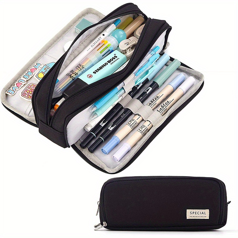  Pencil Case Large Capacity Pencil Pouch Aesthetic Pen Bag  Office Stationery Organizer Simple Durable Multifunctional Pencil Bag for  Adults - Black : Arts, Crafts & Sewing