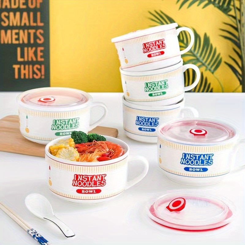 Creative Ceramic Bowls With Lid Perfect For Noodles Salad - Temu