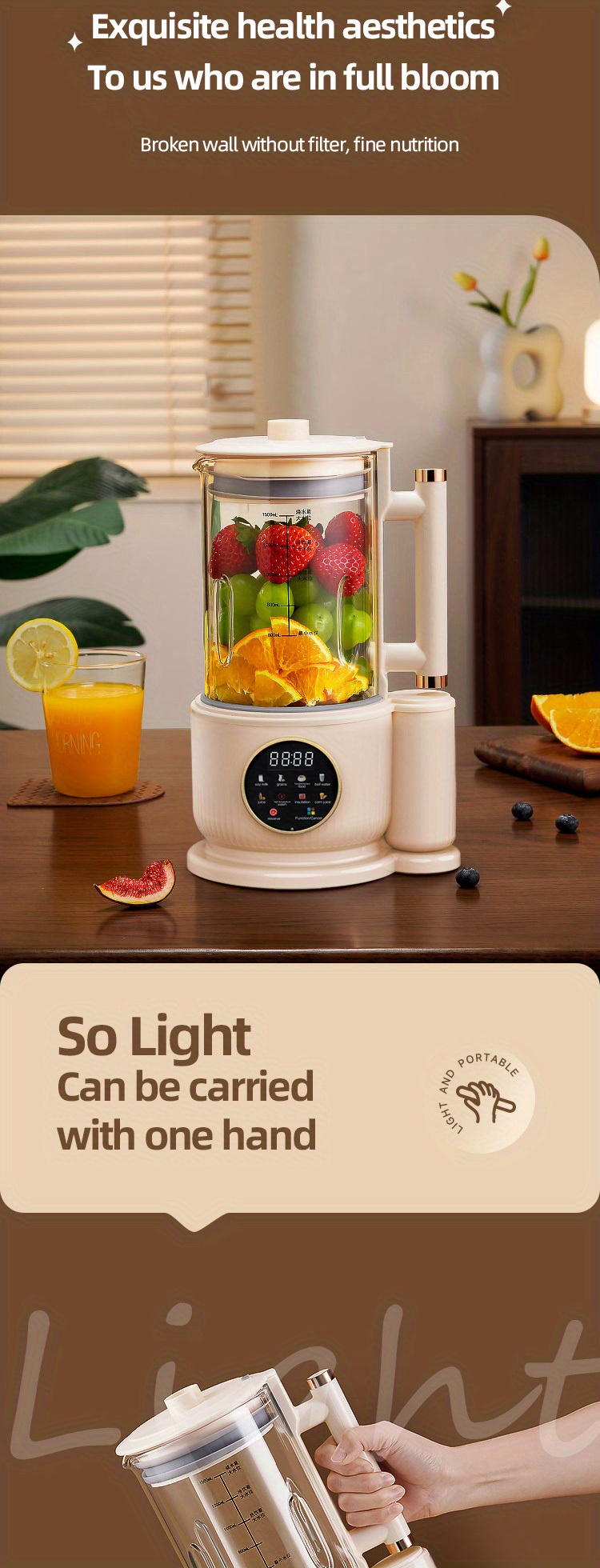 Large Capacity Blender - Juice Maker, High Boron Glass, Household Heating,  Automatic Small Soybean Milk Machine, Multi-function Cooking Machine With  Soundproof Cover - Perfect For 1-8 People! - Temu